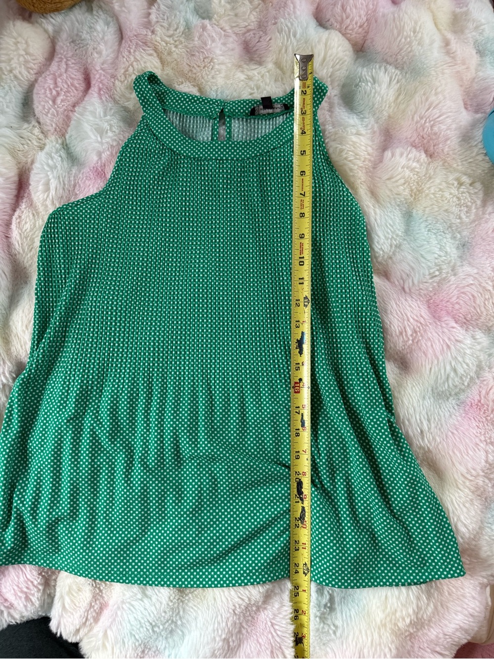 Adrianna Papell Green Polka Dot Pleated Halter Top S